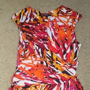 Keyhole Multi-Colored Blouse with Faux Side Tie